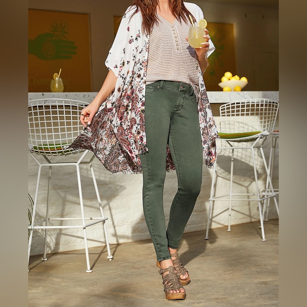 Maurices straight leg skinny olive green stretch jeans